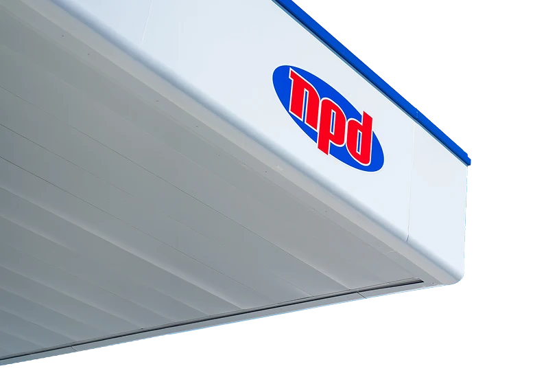 NPD fuel station canopy with NPD logo